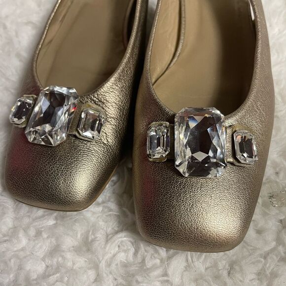 STUART WEITZMAN Rhinestone Gold Slingback Ballet Flats Shoes SZ9.5 - Picture 8 of 12